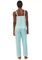 Woven Eyelet Sleeveless Ankle Pant Pajama Set