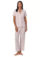 Short Sleeve Notch Collar Ankle Pant Pajama Set