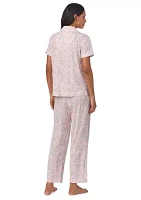 Short Sleeve Notch Collar Ankle Pant Pajama Set