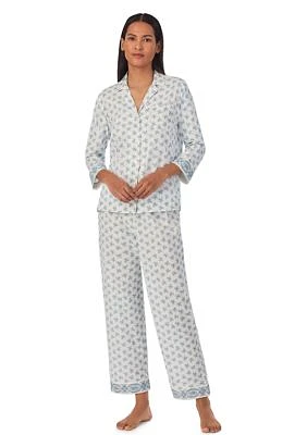 3/4 Sleeve Notch Collar Ankle Pant Pajama Set