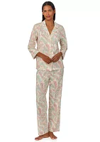 3/4 Sleeve Notch Collar Pajama Set