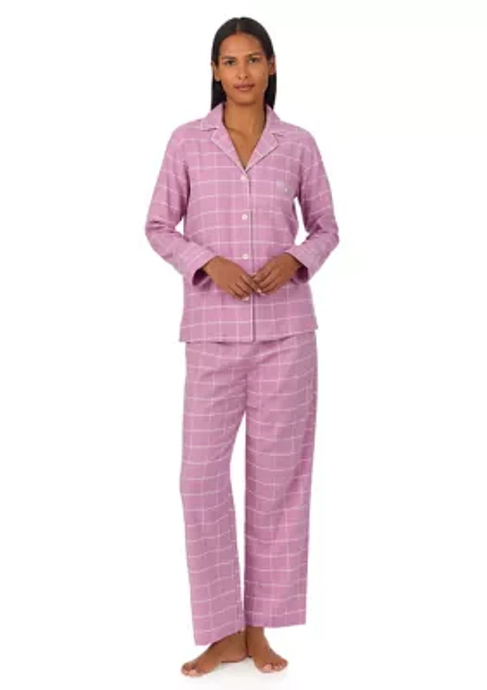 Long Sleeve Notch Collar Pant Pajama Set