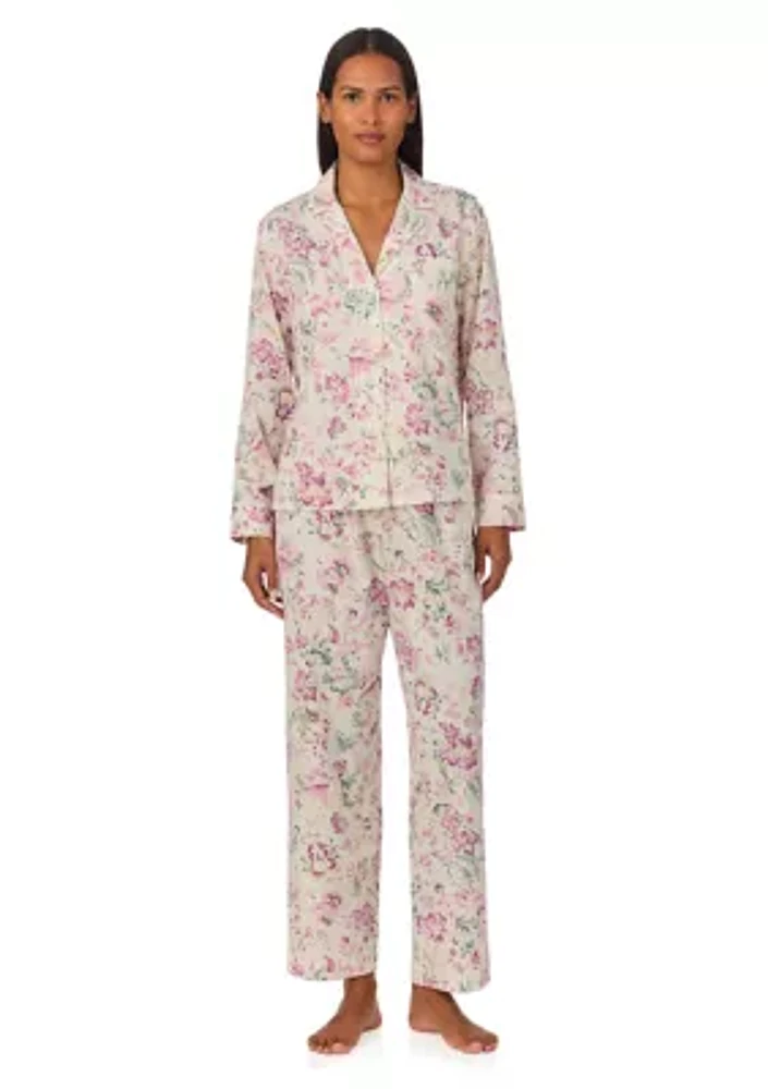 Long Sleeve Notch Collar Pant Pajama Set