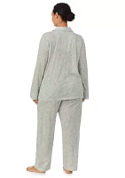 Plus Long Sleeve Notch Collar Pant Pajama Set