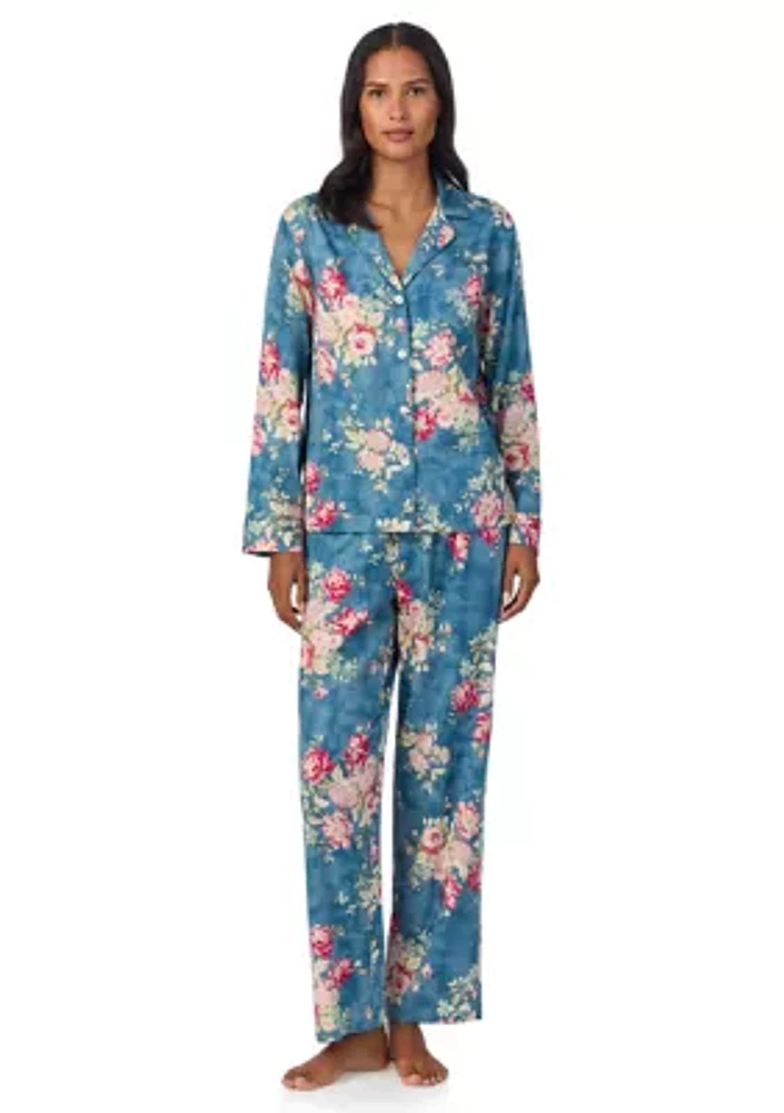 Long Sleeve Notch Collar Pant Pajama Set