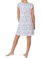 Short Cap Sleeve Printed Chemise Nightgown