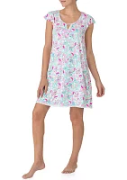 Short Cap Sleeve Printed Chemise Nightgown