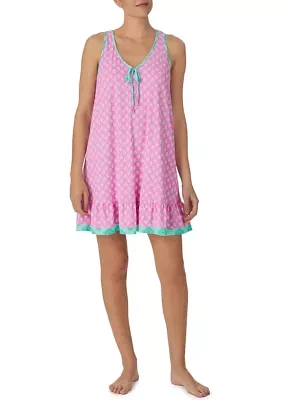 Sleeveless Printed Chemise Nightgown