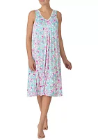 Sleeveless Printed Midi Nightgown