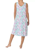 Sleeveless Printed Midi Nightgown