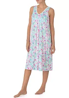 Sleeveless Printed Midi Nightgown