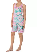 Sleeveless Printed Top and Bermuda Shorts Pajama Set