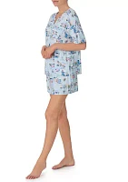 Elbow Sleeve Top and Shorts Pajama Set