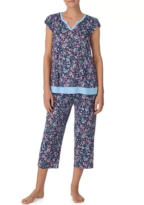 Short Sleeve Top and Cropped Pants Pajama Set