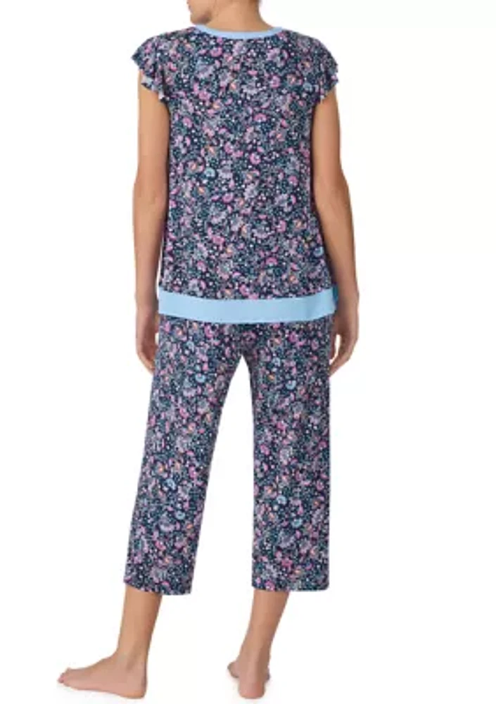 Short Sleeve Top and Cropped Pants Pajama Set