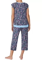 Short Sleeve Top and Cropped Pants Pajama Set