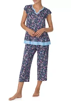 Short Sleeve Top and Cropped Pants Pajama Set