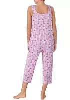 Printed Sleeveless Top and Cropped Pants Pajama Set