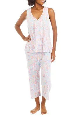 Sleeveless Top and Capri Pants Pajama Set