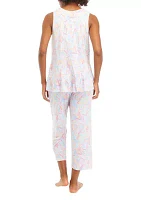 Sleeveless Top and Capri Pants Pajama Set