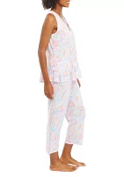 Sleeveless Top and Capri Pants Pajama Set