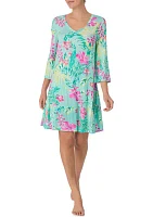 Printed 3/4 Sleeve Nightgown