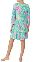 Printed 3/4 Sleeve Nightgown