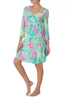 Printed 3/4 Sleeve Nightgown