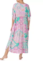 Long Printed Caftan Nightgown