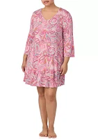 Plus 3/4 Sleeve Tunic Nightgown