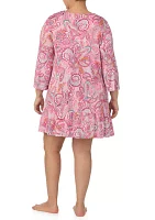 Plus 3/4 Sleeve Tunic Nightgown