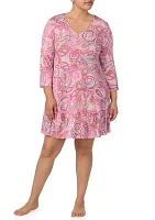 Plus 3/4 Sleeve Tunic Nightgown