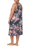 Plus Sleeveless Midi Nightgown with Soft Bra