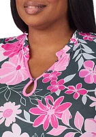 Plus 3/4 Sleeve Floral Sleep Tunic