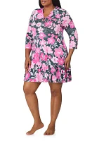 Plus 3/4 Sleeve Floral Sleep Tunic