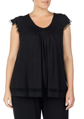 Plus Flutter Sleeve Top