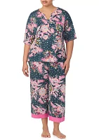 Plus Printed Cropped Pajama Set