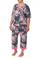 Plus Printed Cropped Pajama Set