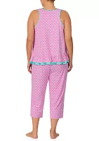 Plus Cropped Printed Pajama Set