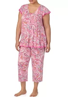 Plus Printed Cropped Pajama Set