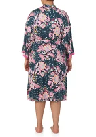 Plus Printed Kimono Wrap Robe