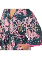 Plus Printed Kimono Wrap Robe