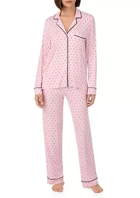 Long Sleeve Notch Collar Top and Pants Sleep Set