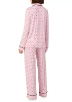 Long Sleeve Notch Collar Top and Pants Sleep Set