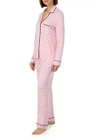 Long Sleeve Notch Collar Top and Pants Sleep Set