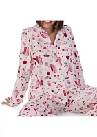 Women's Long Sleeve Notch Collar Top and Pants Sleep Set