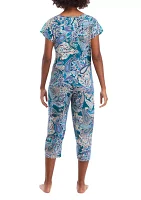 Printed Cropped Pajama Set