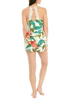 Printed Lace Back Top and Shorts Pajama Set