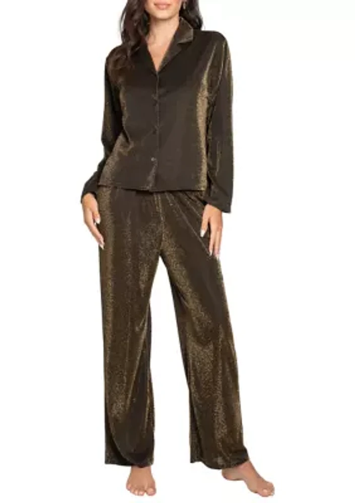 Metallic Lurex Knit Pajama Set