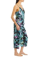 Satin Printed Top and Pants Pajama Set